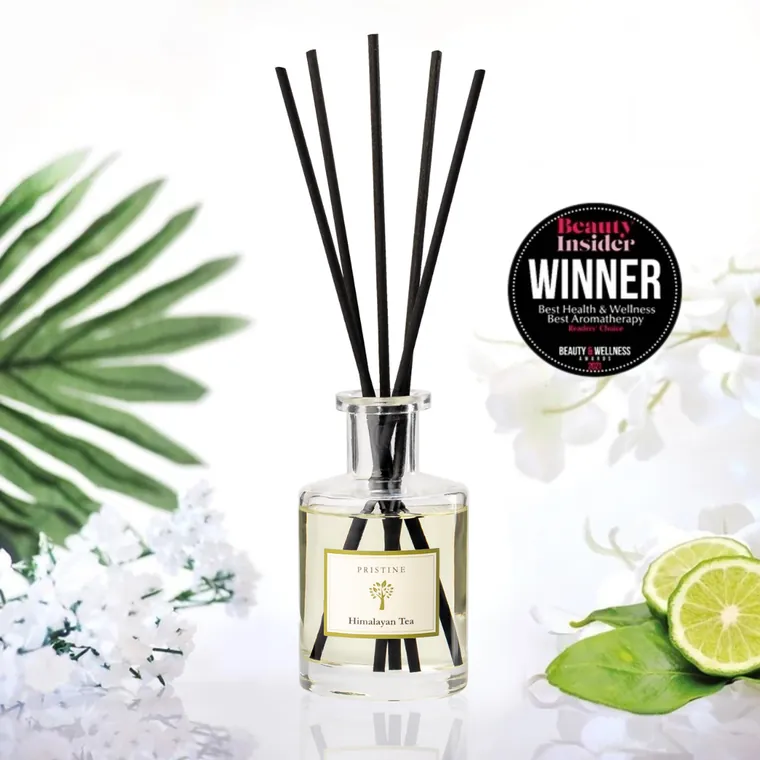 Pristine Himalayan Tea reed diffuser with its Beauty Insider award badge